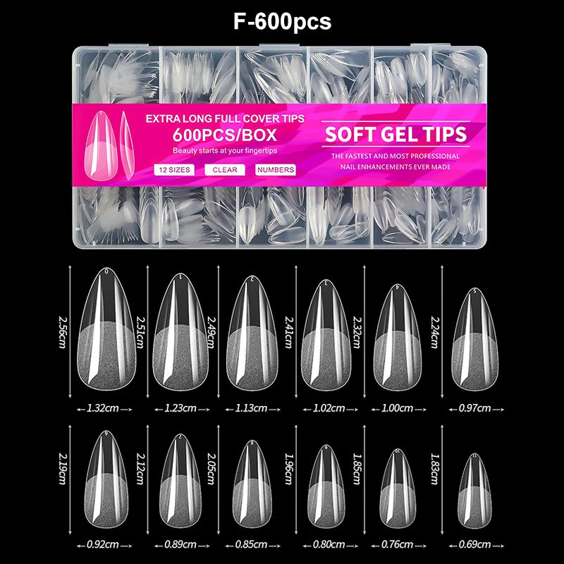 240pcs Luxury Soft Gel False Nail Tips – Semi-Matte Full Cover Artificial Extensions