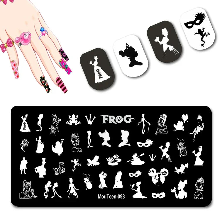 Cartoon Nail Stamping Plate – Stainless Steel Nail Art Template for DIY Manicures (12x6cm)