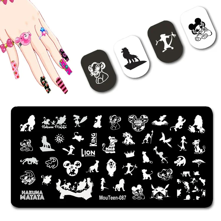 Cartoon Nail Stamping Plate – Stainless Steel Nail Art Template for DIY Manicures (12x6cm)