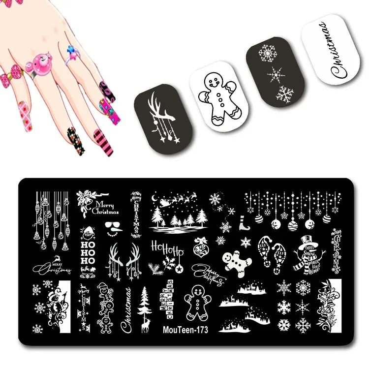 Cartoon Nail Stamping Plate – Stainless Steel Nail Art Template for DIY Manicures (12x6cm)