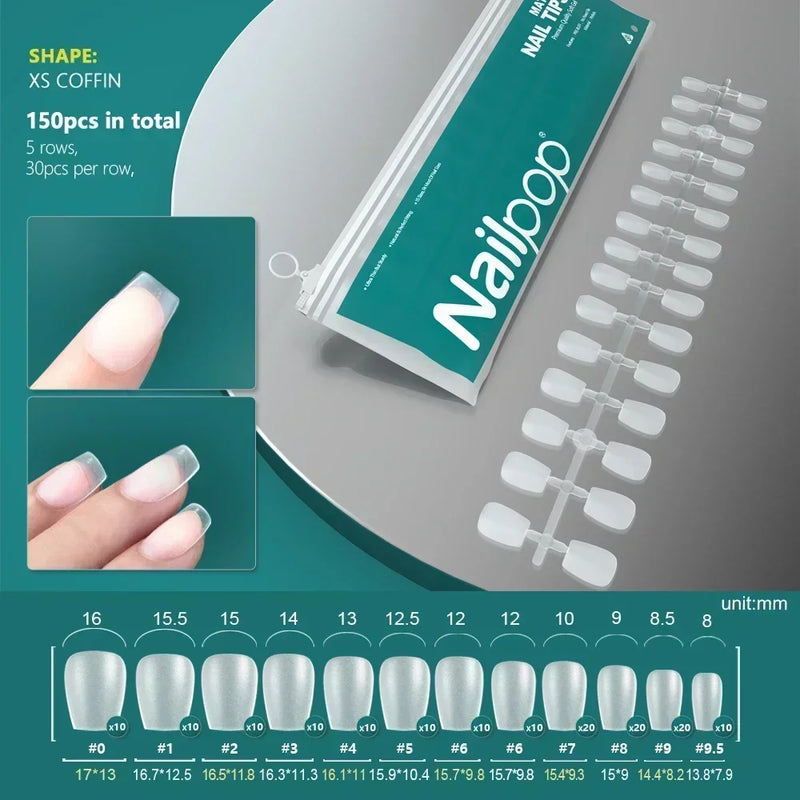 120PCS Coffin Soft Gel Press-On Nail Tips – Clear & Matte Full Cover for Extensions
