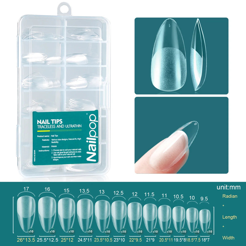 Nailpop 120pcs Gel X Nail Tips – Medium/Short Almond & Square Soft Gel Tips