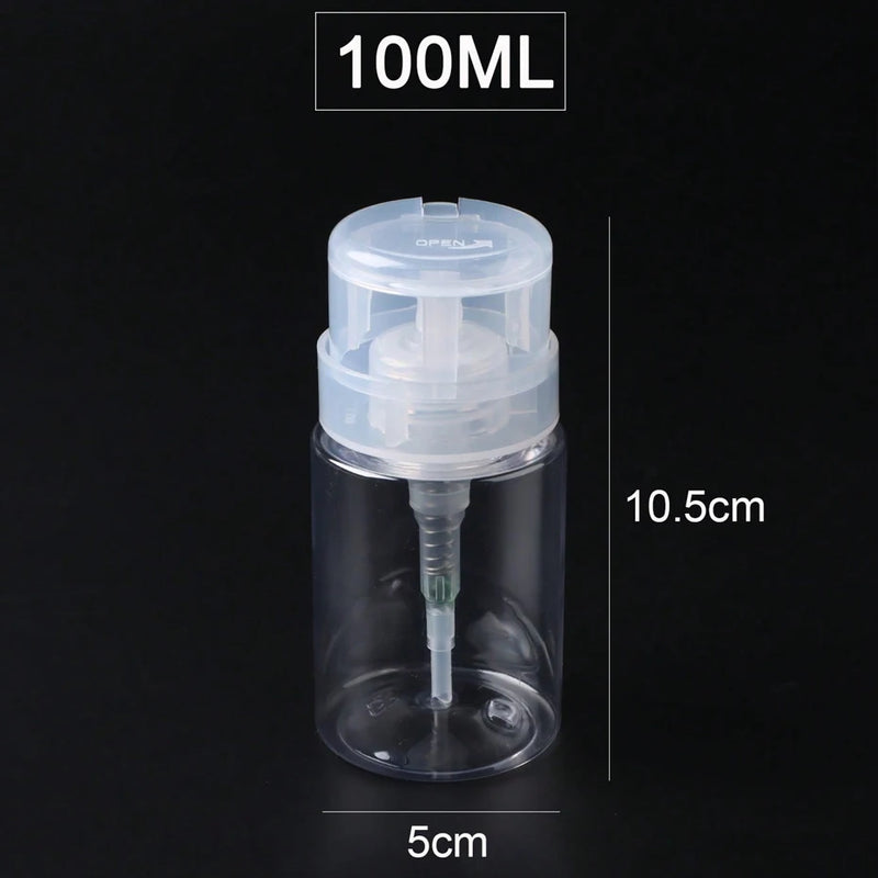 100ml Nail Polish Remover Bottle – Refillable Press Pump Dispenser for Manicure & Makeup Cleaning