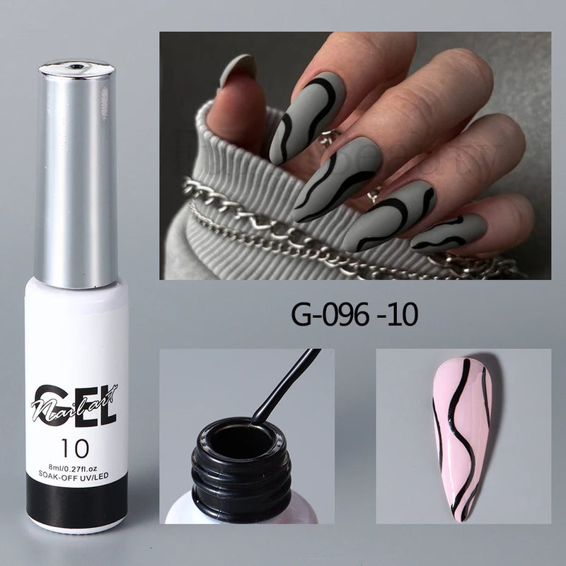 Champagne Gold & Silver Glitter Liner Gel – 5ml Super Bright French Line Nail Art Polish