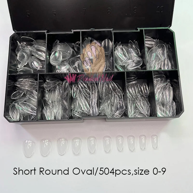 Gel X Nails Extension System - Full Cover Sculpted Clear Medium Coffin Nail Tips for Press-On Nails