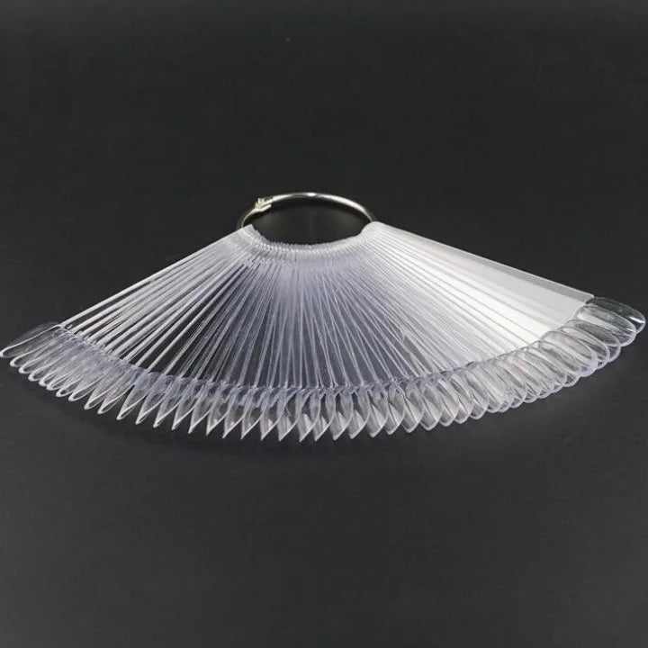 50PCS Clear & Natural Nail Colour Display Tips – Fan-Shaped Practice Palette for Gel Polish