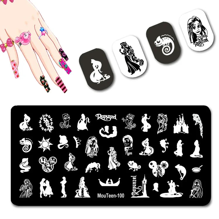 Cartoon Nail Stamping Plate – Stainless Steel Nail Art Template for DIY Manicures (12x6cm)