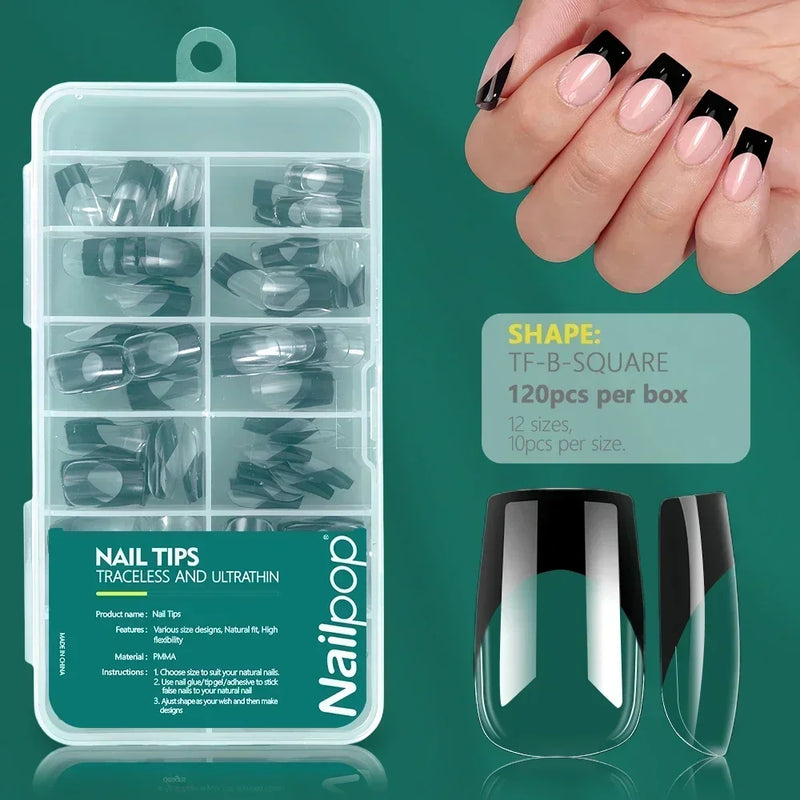 Nailpop 120pcs Soft Gel Nail Tips – Short Almond, Coffin & Square Shapes