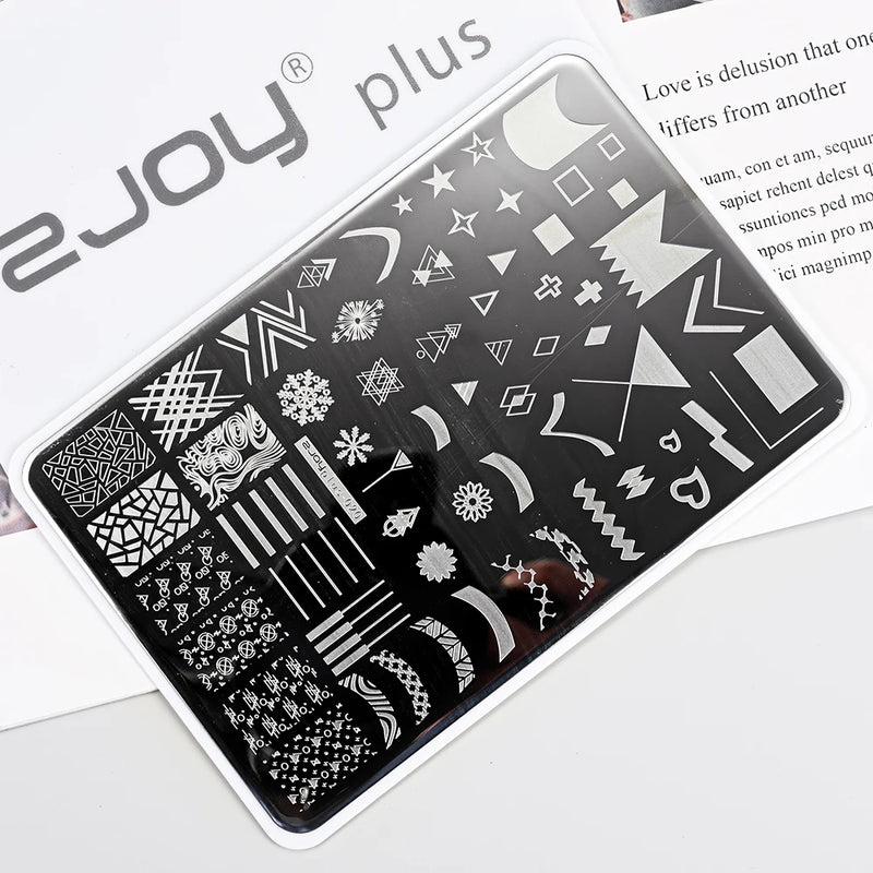 Large Geometry Nail Stamping Plate – Stainless Steel Template for Nail Art