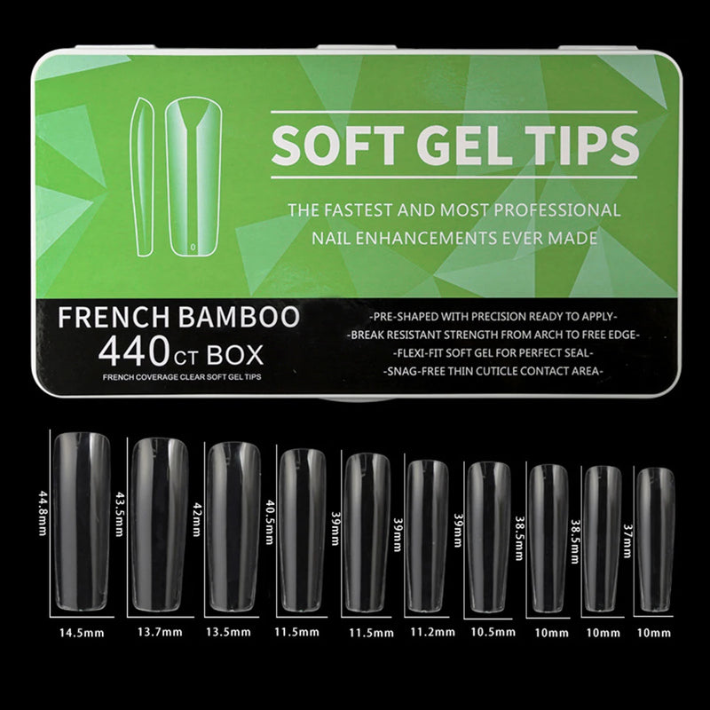 550pcs Soft Gel Coffin Nail Tips – Long Half-Matte Full Cover False Nails for DIY Acrylic Manicures