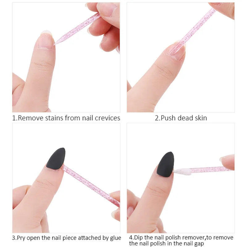 50/100Pcs Reusable Crystal Stick Double End Nail Art Cuticle Pusher Cuticle Remover Tool
