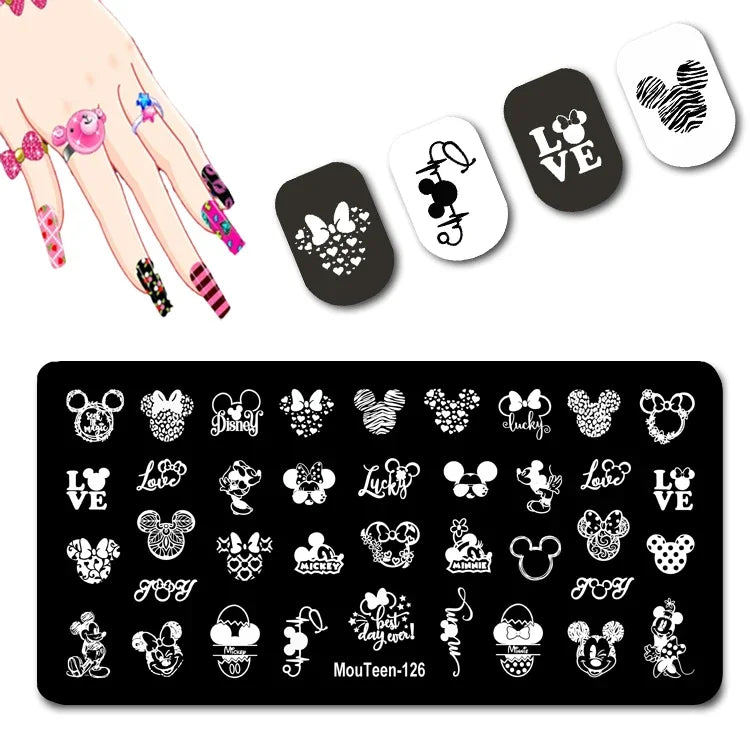 Cartoon Nail Stamping Plate – Stainless Steel Nail Art Template for DIY Manicures (12x6cm)