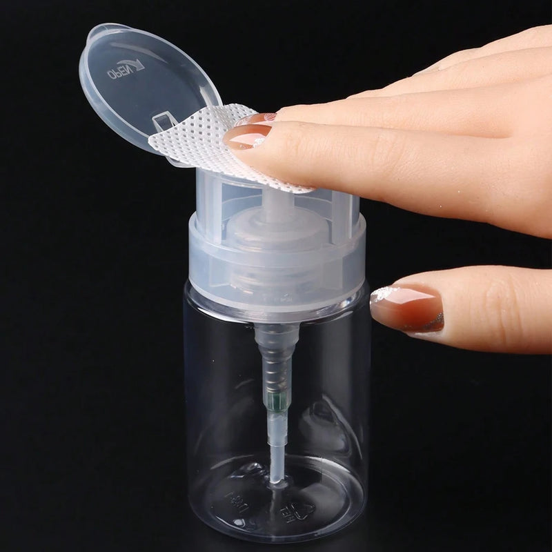 100ml Nail Polish Remover Bottle – Refillable Press Pump Dispenser for Manicure & Makeup Cleaning