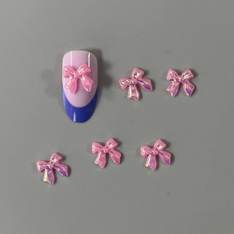100PCS/Bag Bow Knot AB Colourful Resin Nail Art Decoration Accessories Charms 3D Kawaii 11*11MM