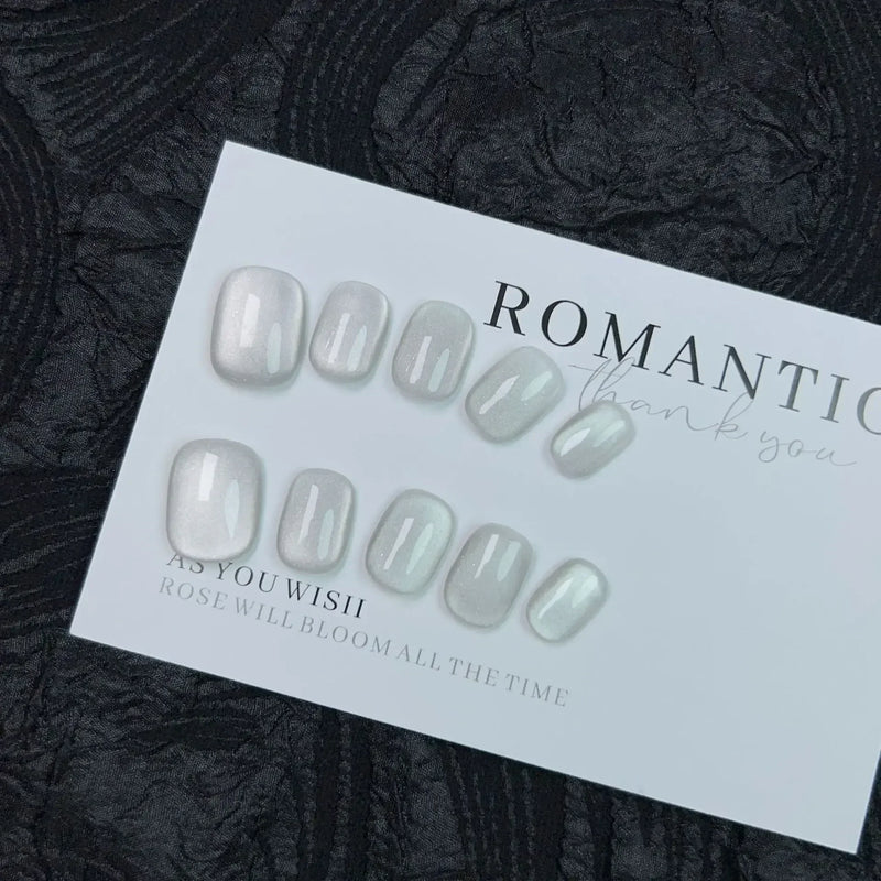 10Pcs Handmade Short Press-On Nails – Pure Colour French Round Full Cover False Nails with Glue
