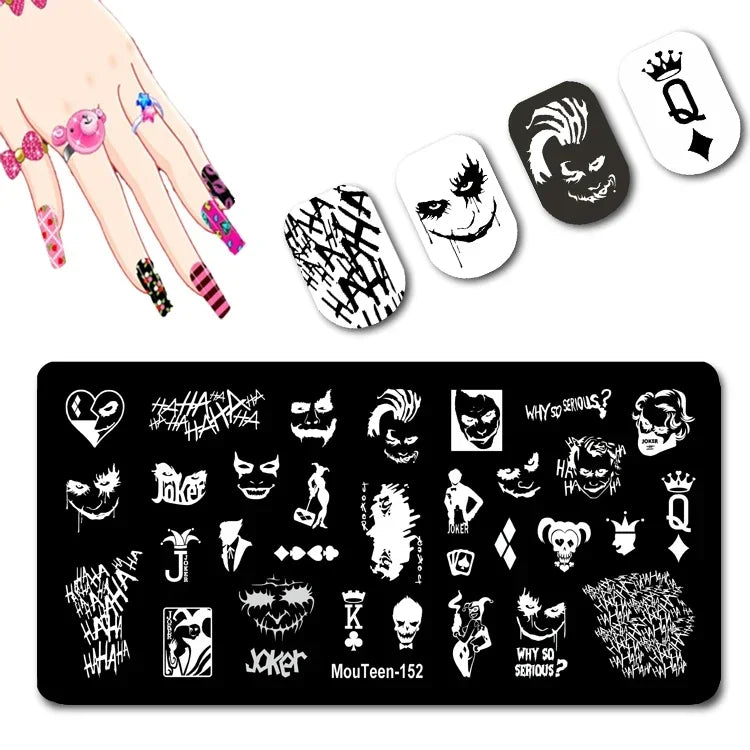 Cartoon Nail Stamping Plate – Stainless Steel Nail Art Template for DIY Manicures (12x6cm)