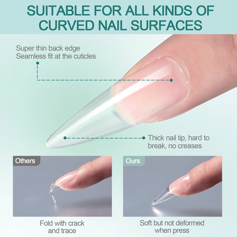 Nailpop 120pcs Gel X Nail Tips – Medium/Short Almond & Square Soft Gel Tips