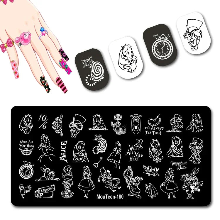 Cartoon Nail Stamping Plate – Stainless Steel Nail Art Template for DIY Manicures (12x6cm)