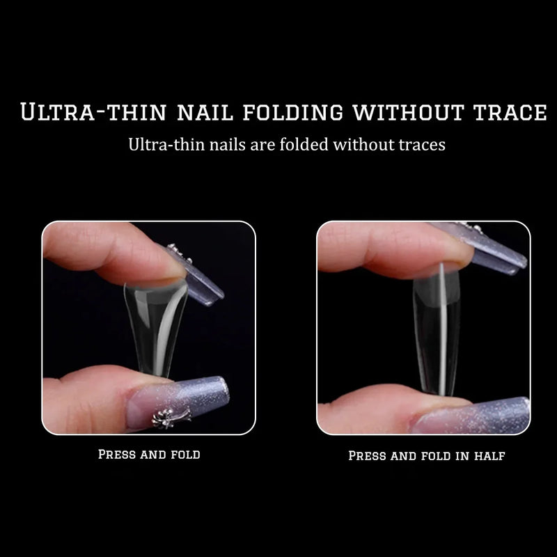 550pcs/Box Clear Acrylic Long Fake Nails – Almond, French, Coffin, Full Half Cover False Nail Tips