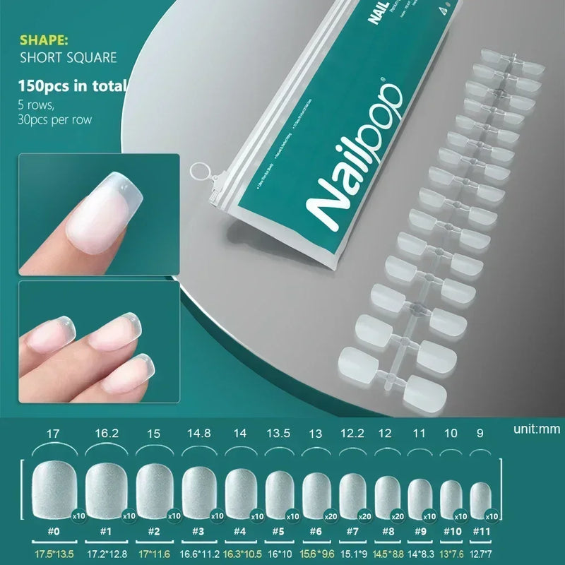 120PCS Coffin Soft Gel Press-On Nail Tips – Clear & Matte Full Cover for Extensions