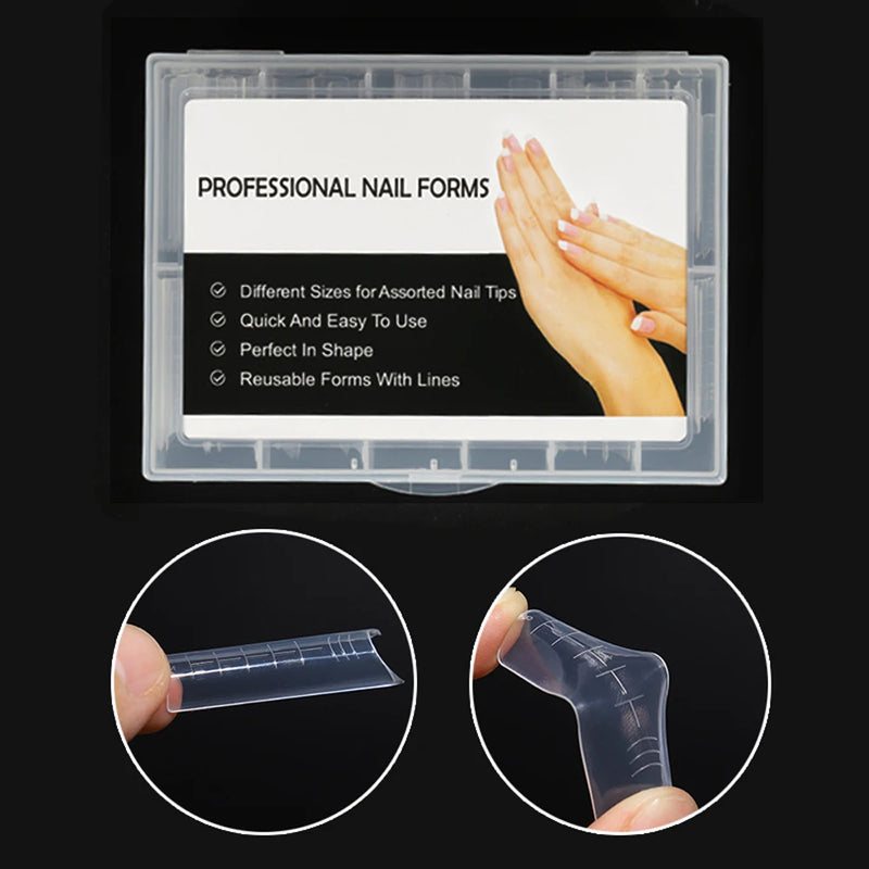 120PCS Clear Dual Forms for Poly Gel – Stiletto & Coffin Nail Extension Moulds