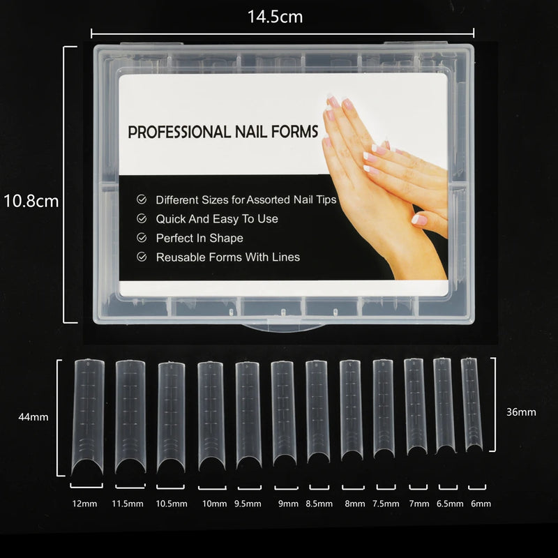 120PCS Clear Dual Forms for Poly Gel – Stiletto & Coffin Nail Extension Moulds