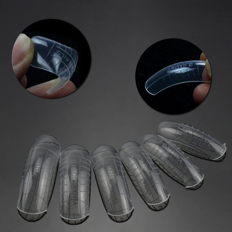 120PCS Clear Dual Forms for Poly Gel – Stiletto & Coffin Nail Extension Moulds
